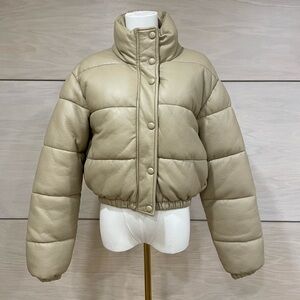 Women's Tan Puffer Jacket